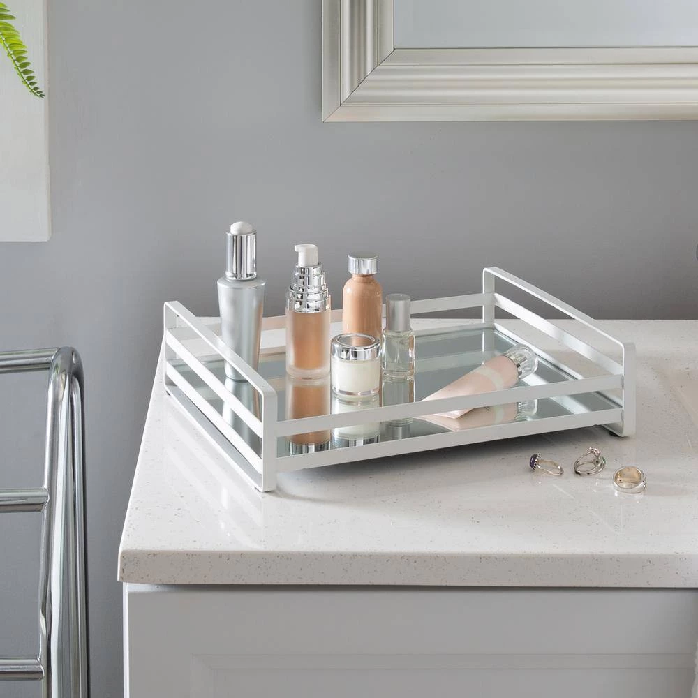 Home Details Flat Wired Rails Large Vanity Tray in White 3 Home Details Flat Wired Rails Large Vanity Tray in White - Image 3