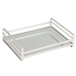 Home Details Flat Wired Rails Large Vanity Tray in White