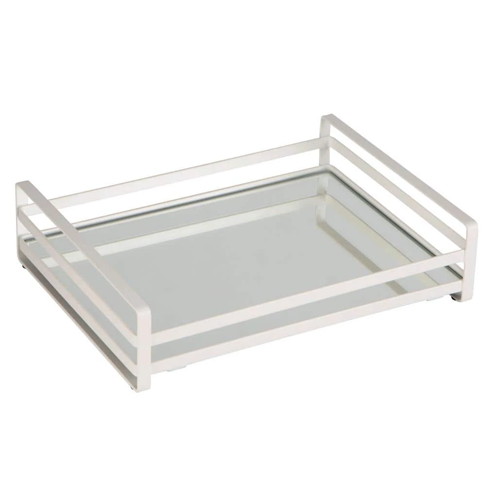 Home Details Flat Wired Rails Large Vanity Tray in White 1 Home Details Flat Wired Rails Large Vanity Tray in White