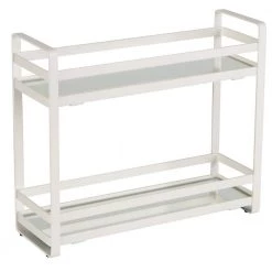 Home Details 2-Tier Slim Flat Wired Rails Vanity Tray in White