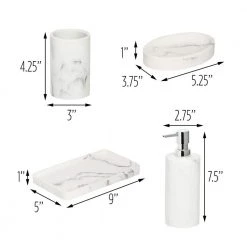 Honey-Can-Do 4-Piece Bathroom Accessories Set in Faux Marble -Bathroom Accessories Sales white marbled honey can do bathroom accessory sets bth 08732 4f 1000
