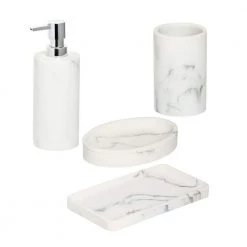 Honey-Can-Do 4-Piece Bathroom Accessories Set in Faux Marble