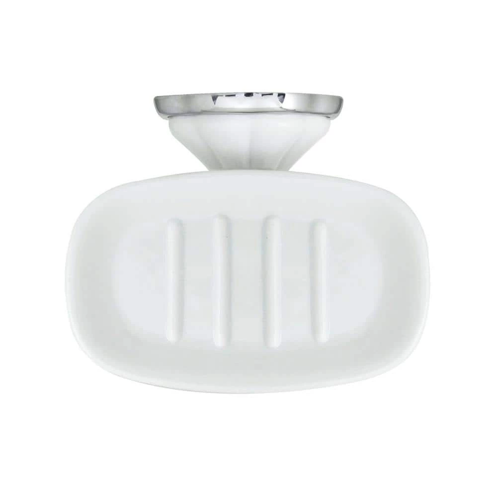 MODONA Flora Porcelain Soap Dish in White Porcelain and Polished Chrome 4 MODONA Flora Porcelain Soap Dish in White Porcelain and Polished Chrome - Image 4