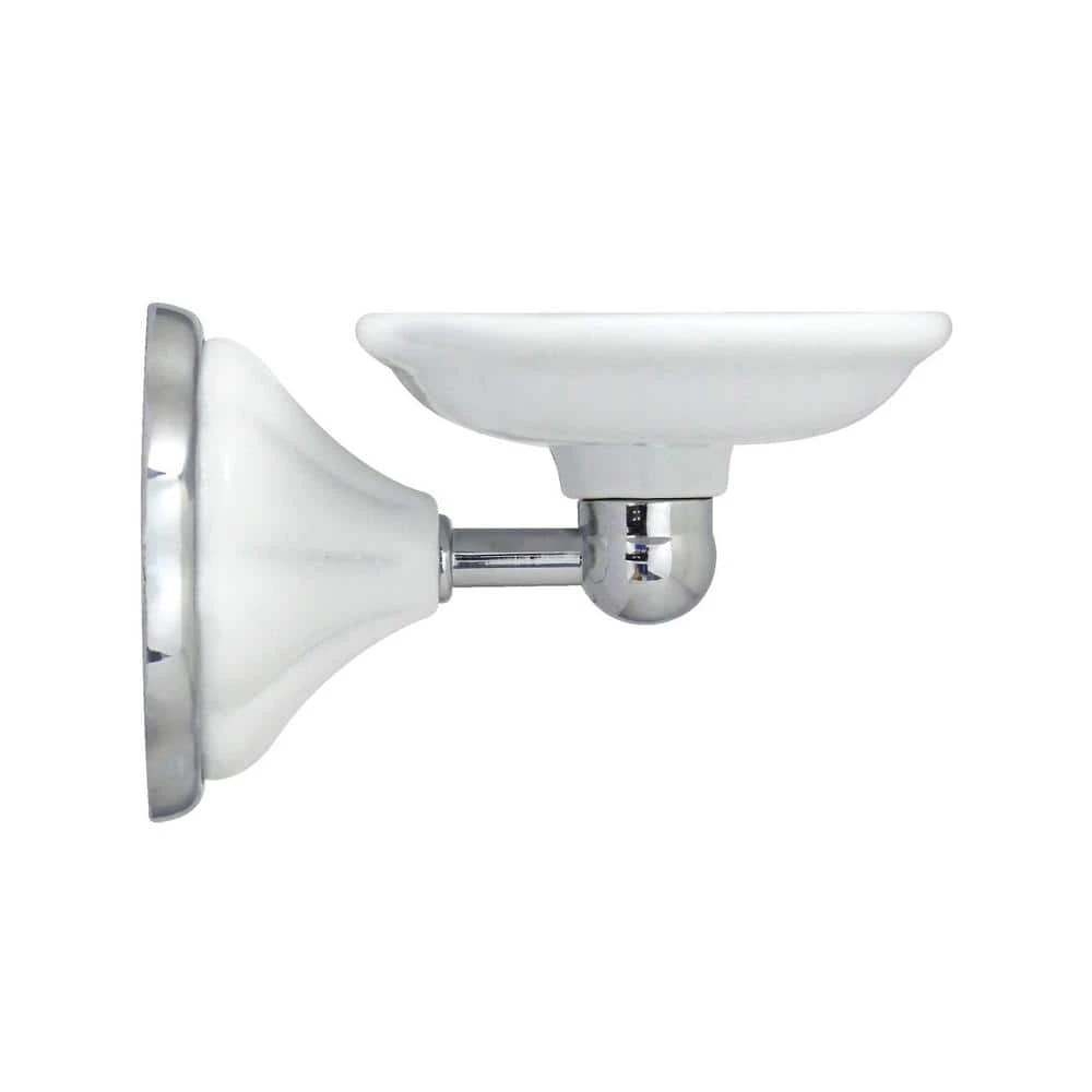 MODONA Flora Porcelain Soap Dish in White Porcelain and Polished Chrome 5 MODONA Flora Porcelain Soap Dish in White Porcelain and Polished Chrome - Image 5