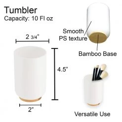 Unbranded Vanity Bath Water Tumbler in Padang White and Bamboo Base 8 Unbranded Vanity Bath Water Tumbler in Padang White and Bamboo Base -Bathroom Accessories Sales white toothbrush holders 6174210 4f 1000