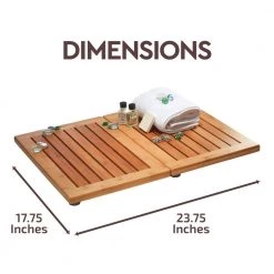 Bambusi Bamboo Shower Seat Bench with Bathroom Floor Mat for Indoor and Outdoor Decor -Bathroom Accessories Sales wood bambusi bathroom accessory sets bam smb 1f 1000