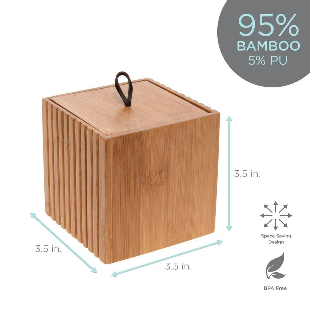 Bath Bliss Small Square Oslo Bamboo Storage Jar 6 Bath Bliss Small Square Oslo Bamboo Storage Jar - Image 6