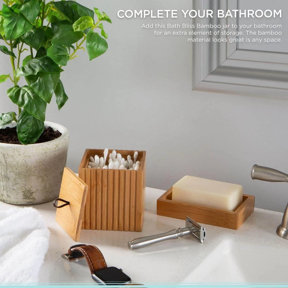 Bath Bliss Small Square Oslo Bamboo Storage Jar 5 Bath Bliss Small Square Oslo Bamboo Storage Jar - Image 5