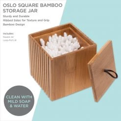 Bath Bliss Small Square Oslo Bamboo Storage Jar 11 Bath Bliss Small Square Oslo Bamboo Storage Jar -Bathroom Accessories Sales wood bath bliss bathroom storage containers 10026 natural c3 1000