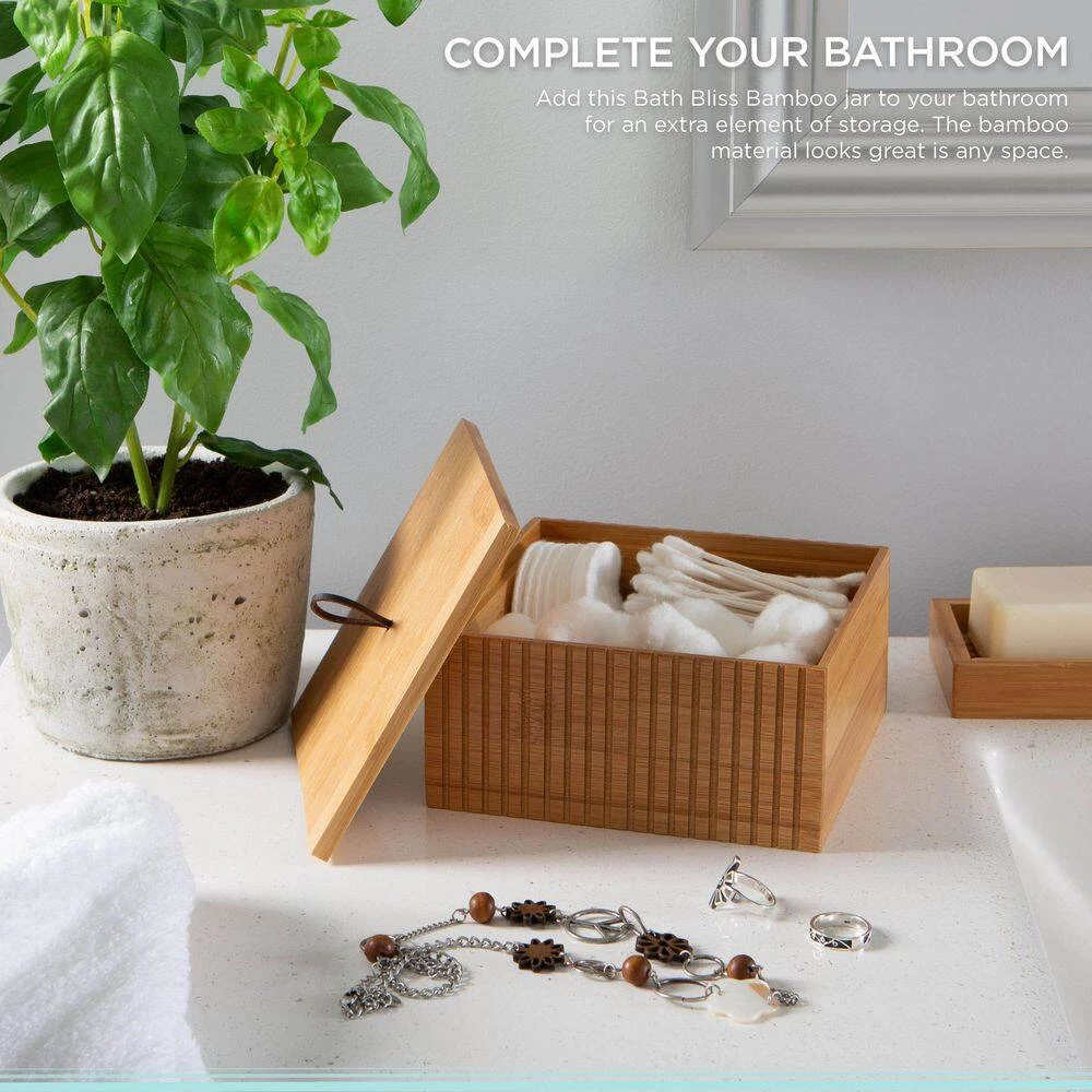 Bath Bliss Large Square Bamboo Storage Jar 4 Bath Bliss Large Square Bamboo Storage Jar - Image 4