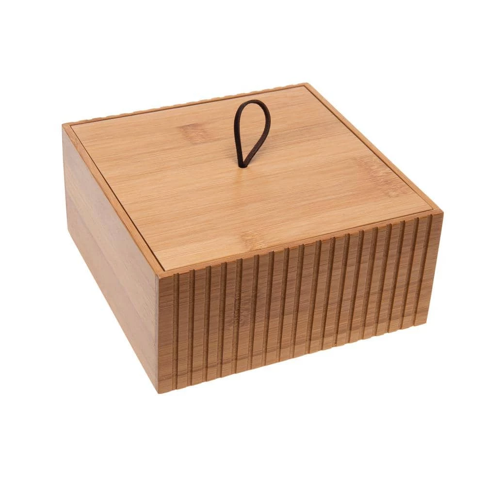 Bath Bliss Large Square Bamboo Storage Jar 1 Bath Bliss Large Square Bamboo Storage Jar