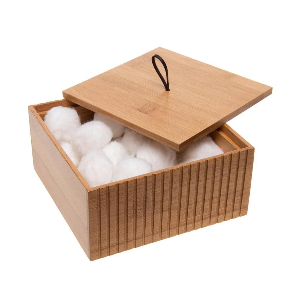 Bath Bliss Large Square Bamboo Storage Jar 2 Bath Bliss Large Square Bamboo Storage Jar - Image 2