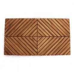 Federal Brace Natural Wood 19.75 in. x 35.5 in. Radial Teak Bath Mat