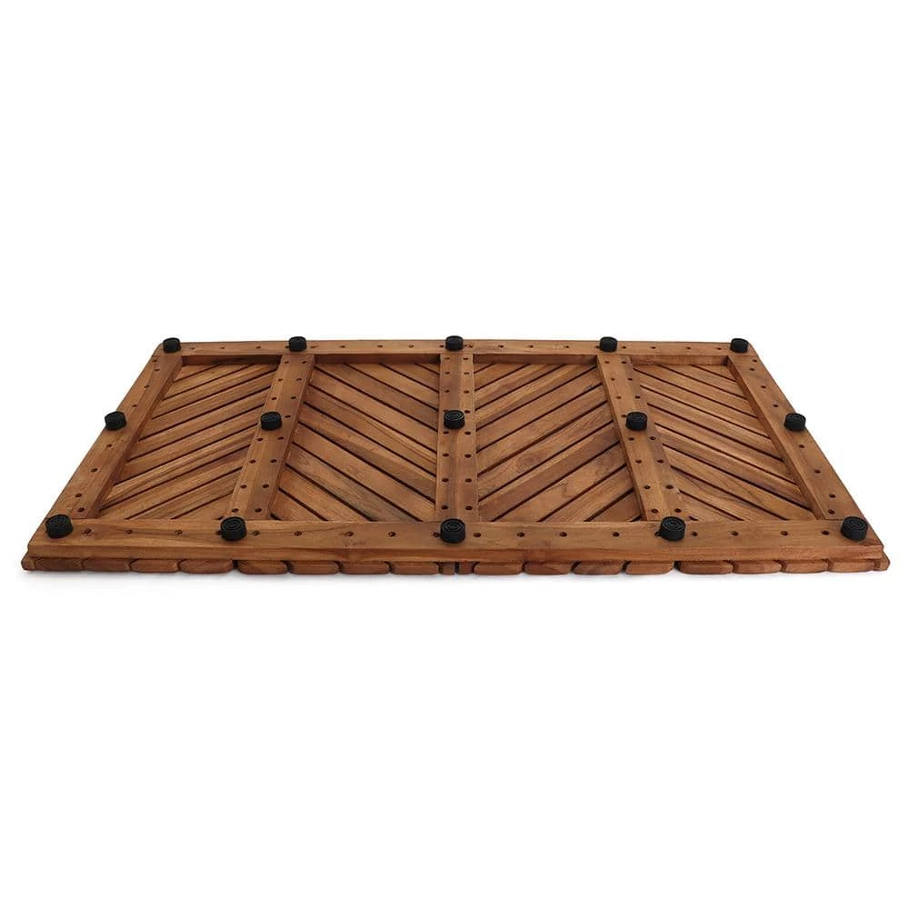 Federal Brace Natural Wood 19.75 in. x 35.5 in. Arbor Teak Shower Mat 3 Federal Brace Natural Wood 19.75 in. x 35.5 in. Arbor Teak Shower Mat - Image 3