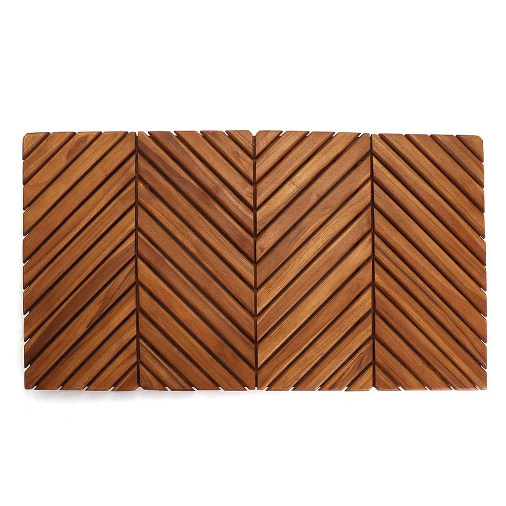 Federal Brace Natural Wood 19.75 in. x 35.5 in. Arbor Teak Shower Mat 1 Federal Brace Natural Wood 19.75 in. x 35.5 in. Arbor Teak Shower Mat