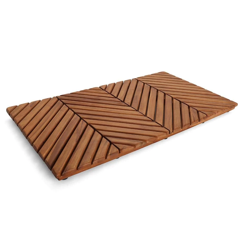 Federal Brace Natural Wood 19.75 in. x 35.5 in. Arbor Teak Shower Mat 2 Federal Brace Natural Wood 19.75 in. x 35.5 in. Arbor Teak Shower Mat - Image 2